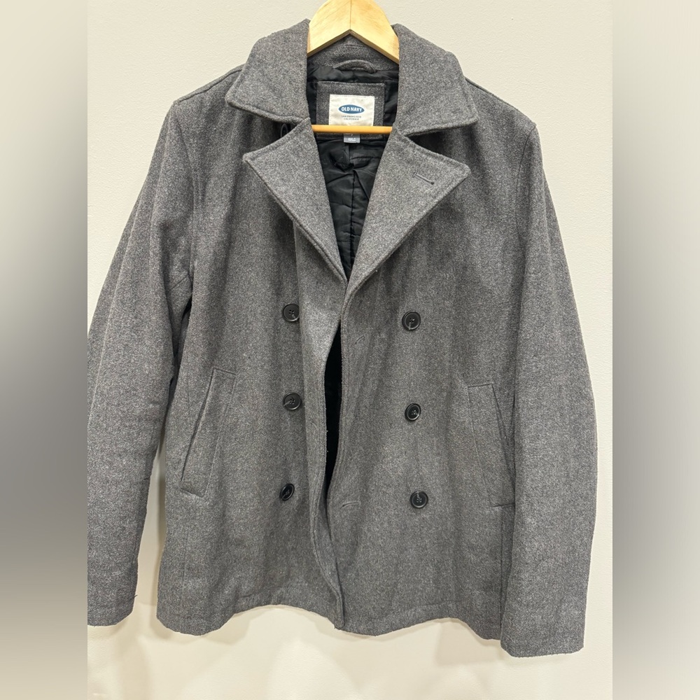 Men's Grey Wool Peacoat